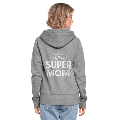 Frauen Premium Kapuzenjacke - Super Mom - Grau meliert