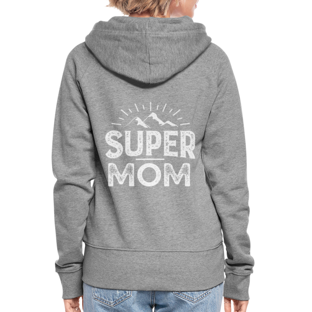 Frauen Premium Kapuzenjacke - Super Mom - Grau meliert