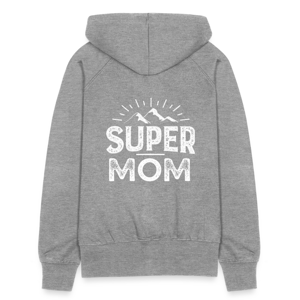 Frauen Premium Kapuzenjacke - Super Mom - Grau meliert