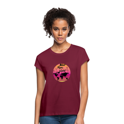 Frauen Oversize T-Shirt - Best Mom in the world - Bordeaux