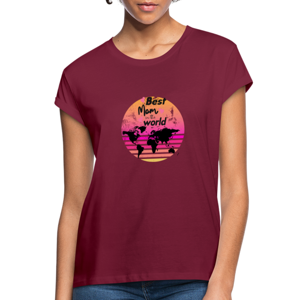 Frauen Oversize T-Shirt - Best Mom in the world - Bordeaux