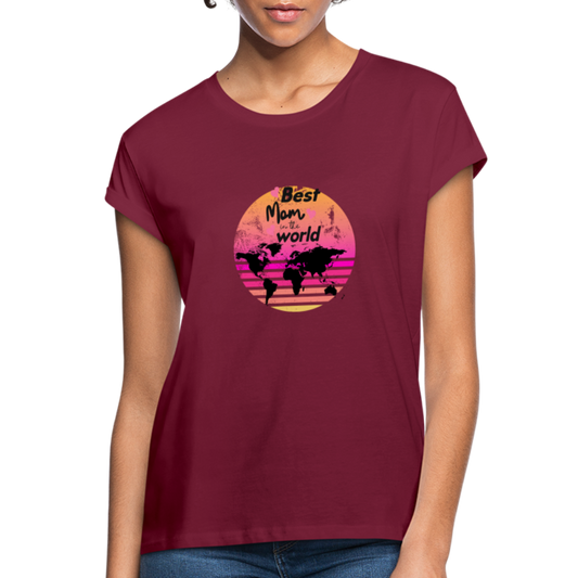 Frauen Oversize T-Shirt - Best Mom in the world - Bordeaux