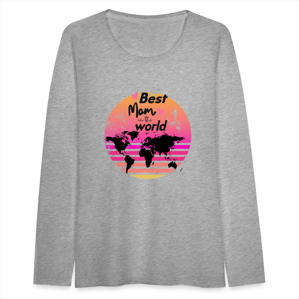 Frauen Premium Langarmshirt - Best Mom in the world - Grau meliert