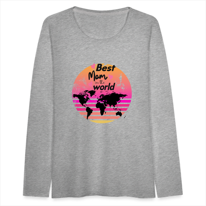 Frauen Premium Langarmshirt - Best Mom in the world - Grau meliert