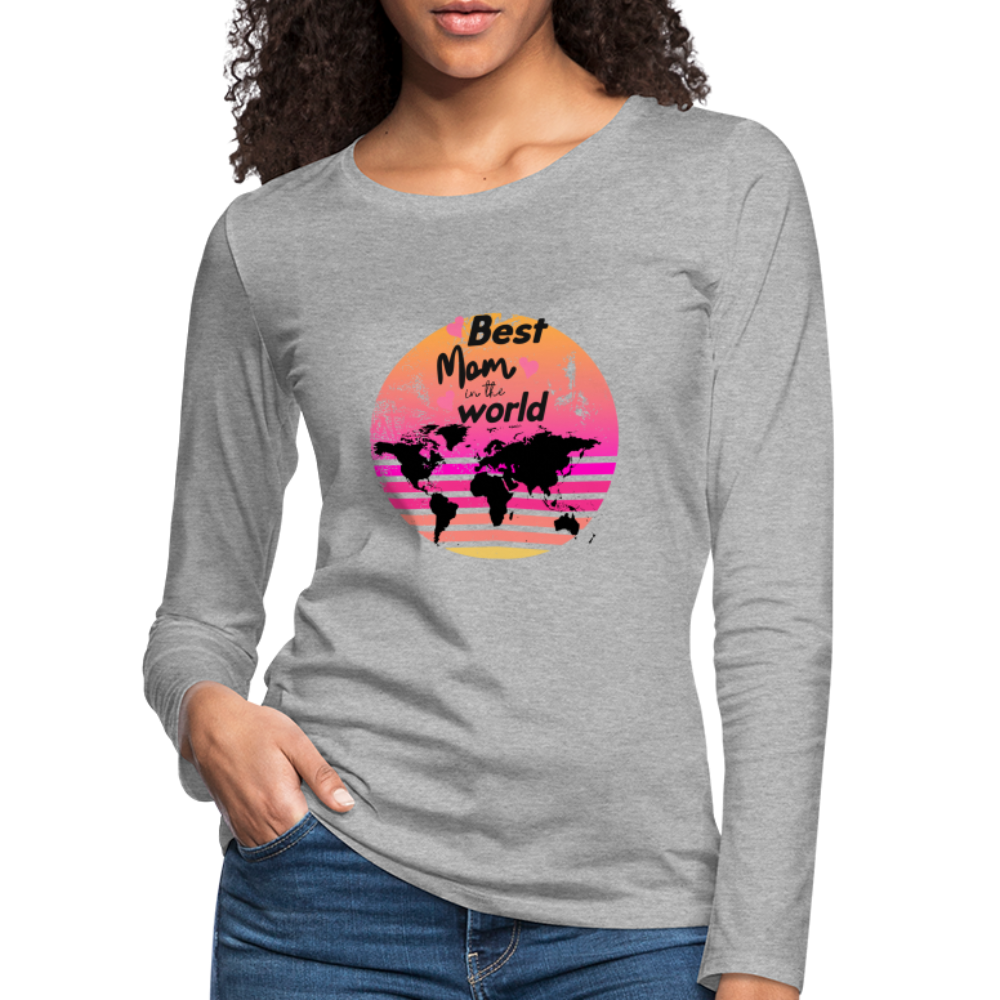 Frauen Premium Langarmshirt - Best Mom in the world - Grau meliert