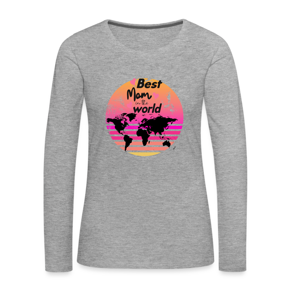 Frauen Premium Langarmshirt - Best Mom in the world - Grau meliert