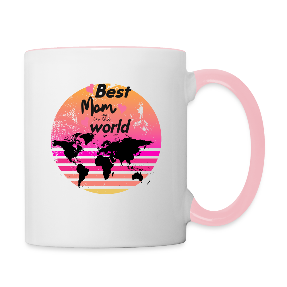 Tasse zweifarbig - Best Mom in the world - Weiß/Pink