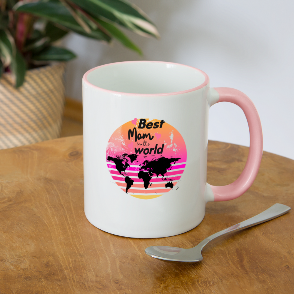 Tasse zweifarbig - Best Mom in the world - Weiß/Pink