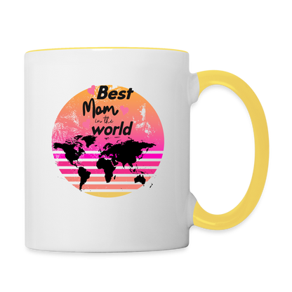 Tasse zweifarbig - Best Mom in the world - Weiß/Gelb