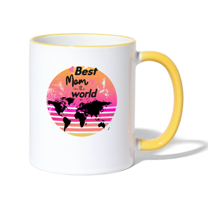 Tasse zweifarbig - Best Mom in the world - Weiß/Gelb