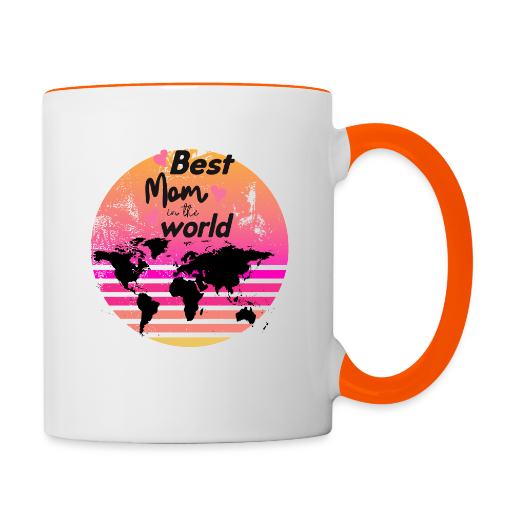 Tasse zweifarbig - Best Mom in the world - Weiß/Orange