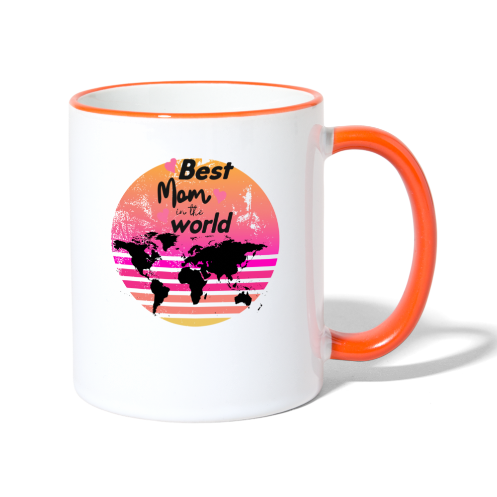 Tasse zweifarbig - Best Mom in the world - Weiß/Orange