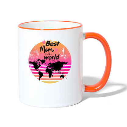 Tasse zweifarbig - Best Mom in the world - Weiß/Orange