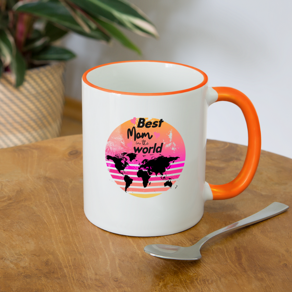 Tasse zweifarbig - Best Mom in the world - Weiß/Orange