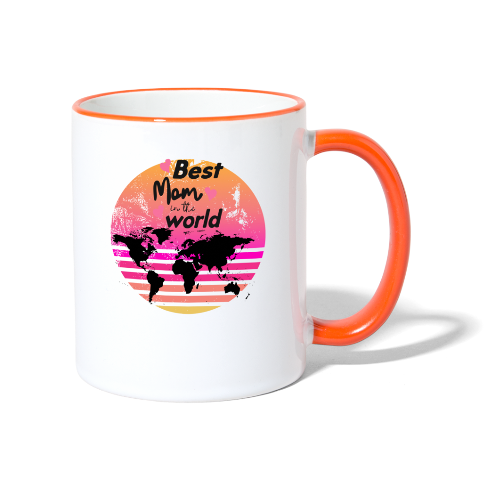 Tasse zweifarbig - Best Mom in the world - Weiß/Orange