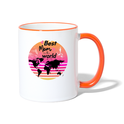 Tasse zweifarbig - Best Mom in the world - Weiß/Orange