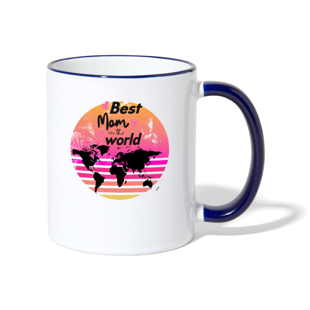 Tasse zweifarbig - Best Mom in the world - Weiß/Kobaltblau