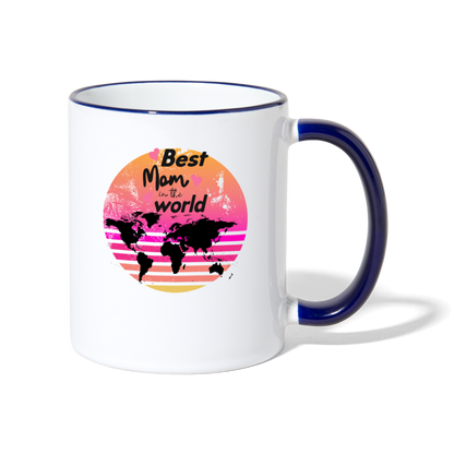 Tasse zweifarbig - Best Mom in the world - Weiß/Kobaltblau