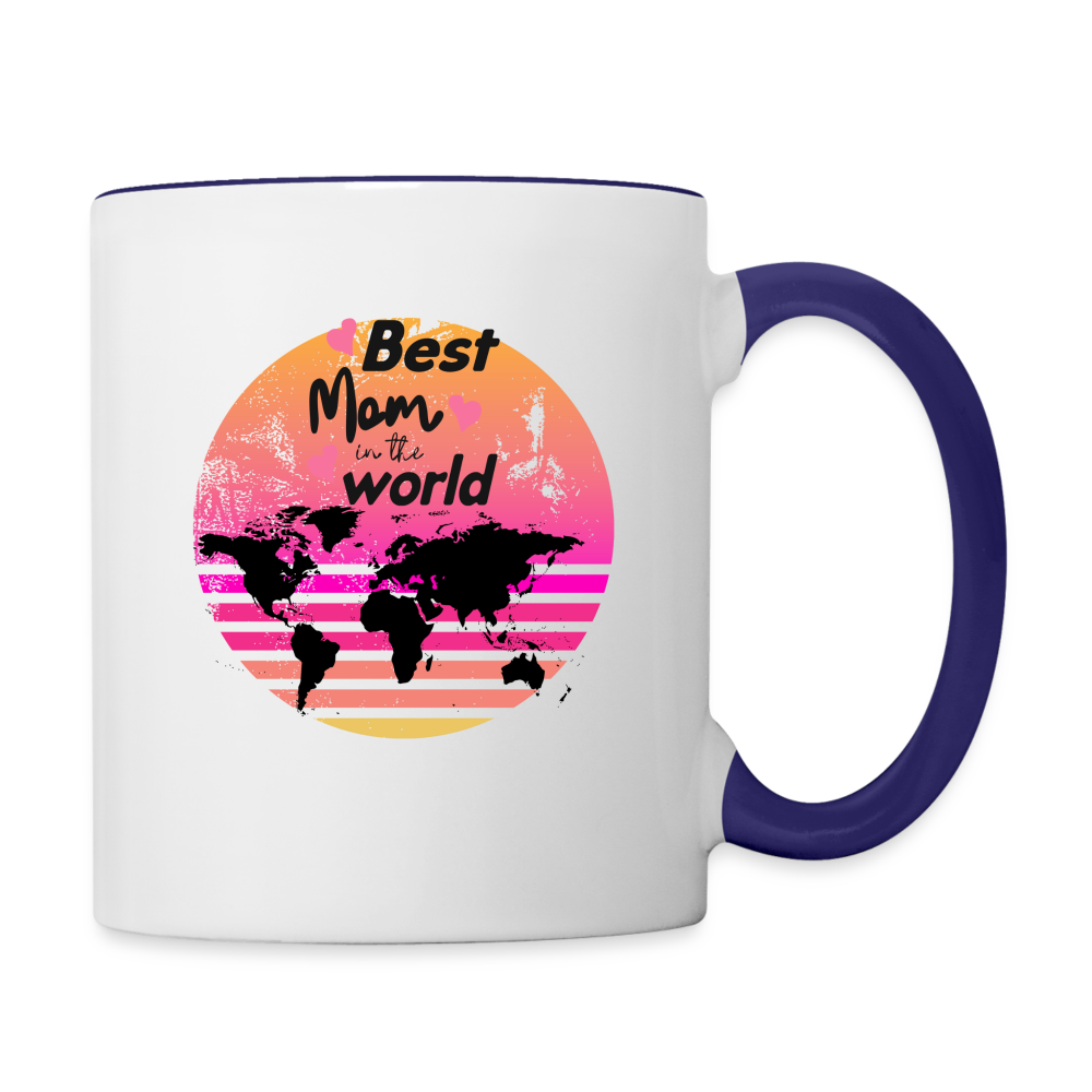 Tasse zweifarbig - Best Mom in the world - Weiß/Kobaltblau