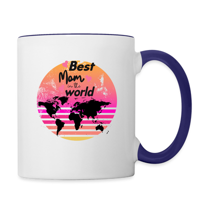 Tasse zweifarbig - Best Mom in the world - Weiß/Kobaltblau