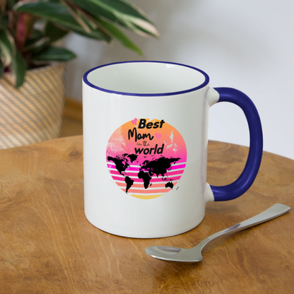 Tasse zweifarbig - Best Mom in the world - Weiß/Kobaltblau