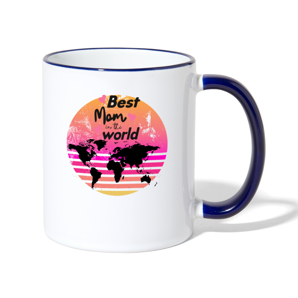 Tasse zweifarbig - Best Mom in the world - Weiß/Kobaltblau