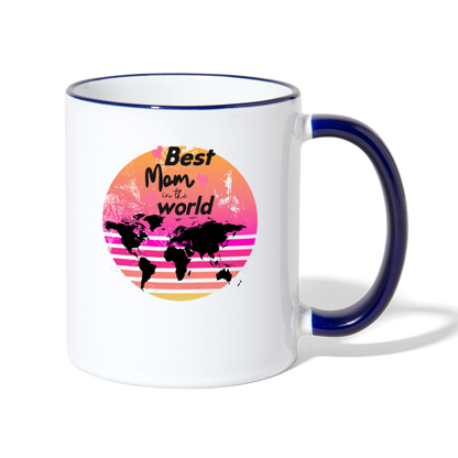 Tasse zweifarbig - Best Mom in the world - Weiß/Kobaltblau