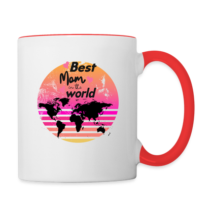 Tasse zweifarbig - Best Mom in the world - Weiß/Rot