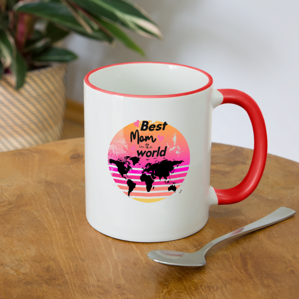 Tasse zweifarbig - Best Mom in the world - Weiß/Rot