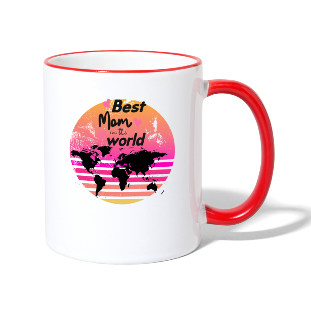 Tasse zweifarbig - Best Mom in the world - Weiß/Rot