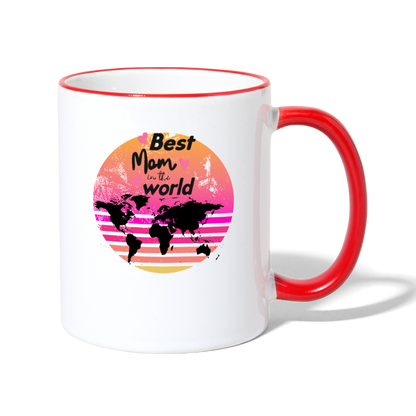 Tasse zweifarbig - Best Mom in the world - Weiß/Rot