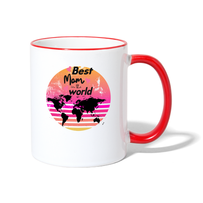 Tasse zweifarbig - Best Mom in the world - Weiß/Rot