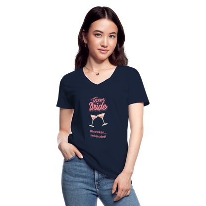 Klassisches Frauen-T-Shirt mit V-Ausschnitt - Team Bride - Navy