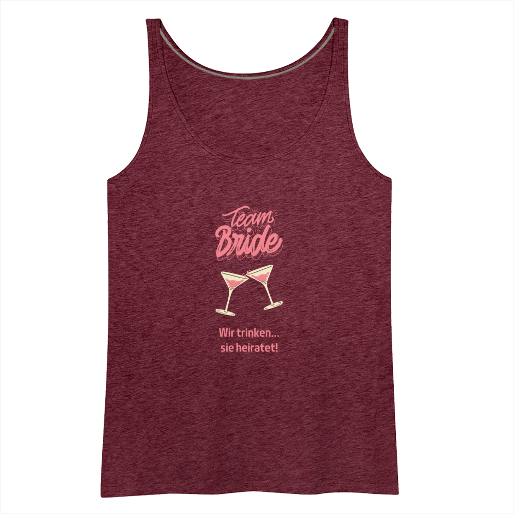 Frauen Premium Tank Top - Team Bride - Bordeauxrot meliert