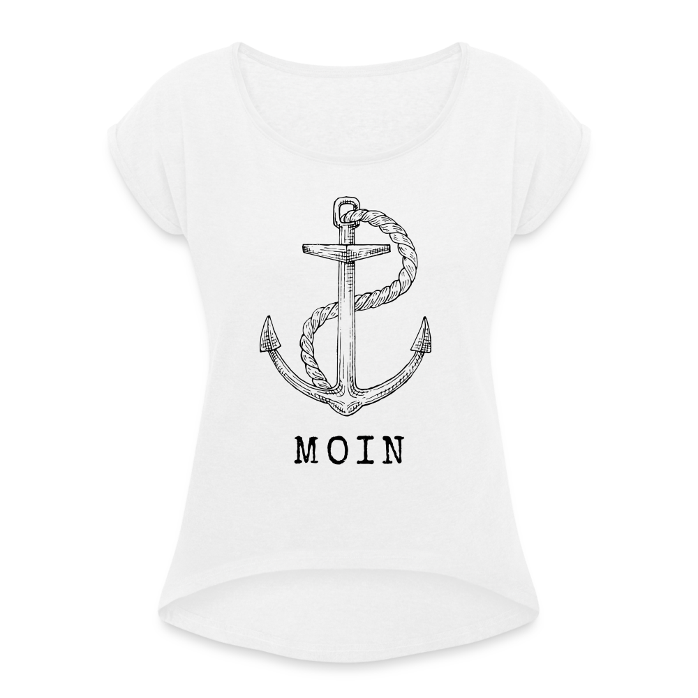 Frauen T-Shirt mit gerollten Ärmeln - Moin - weiß