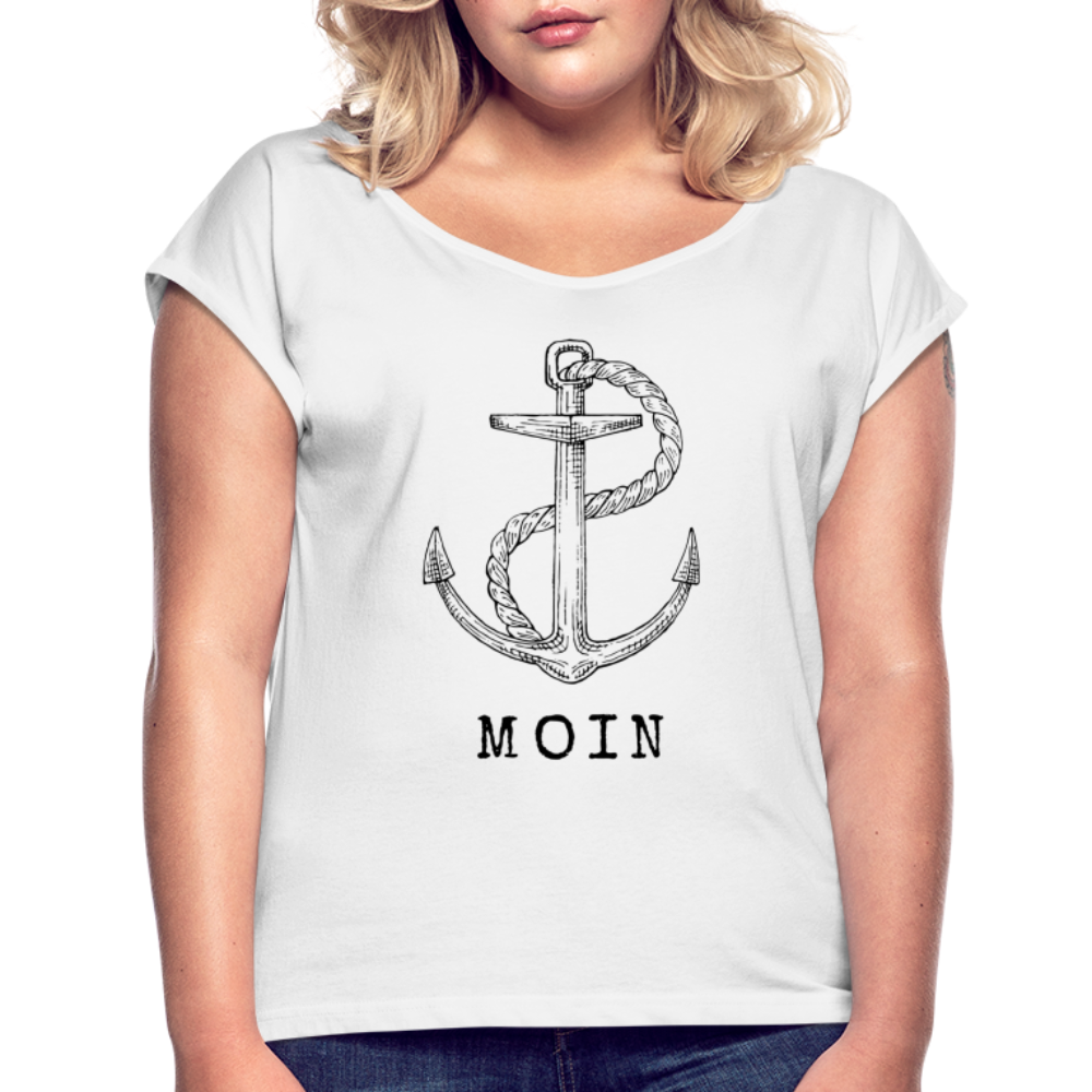 Frauen T-Shirt mit gerollten Ärmeln - Moin - weiß