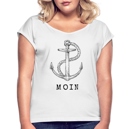 Frauen T-Shirt mit gerollten Ärmeln - Moin - weiß