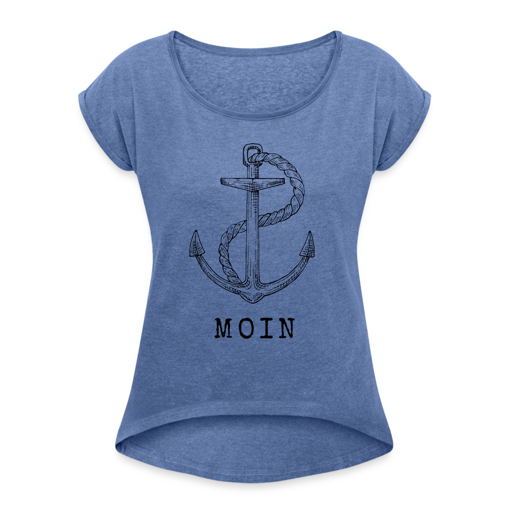 Frauen T-Shirt mit gerollten Ärmeln - Moin - Denim meliert