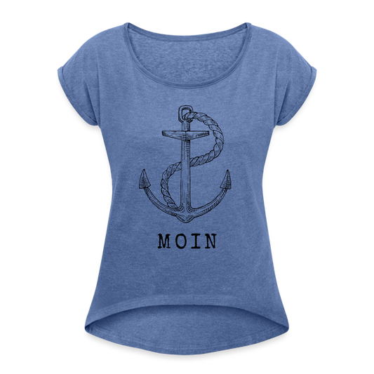 Frauen T-Shirt mit gerollten Ärmeln - Moin - Denim meliert