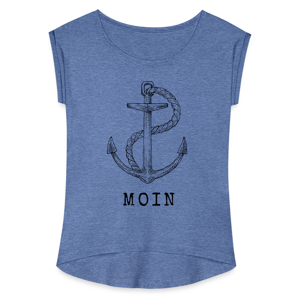 Frauen T-Shirt mit gerollten Ärmeln - Moin - Denim meliert