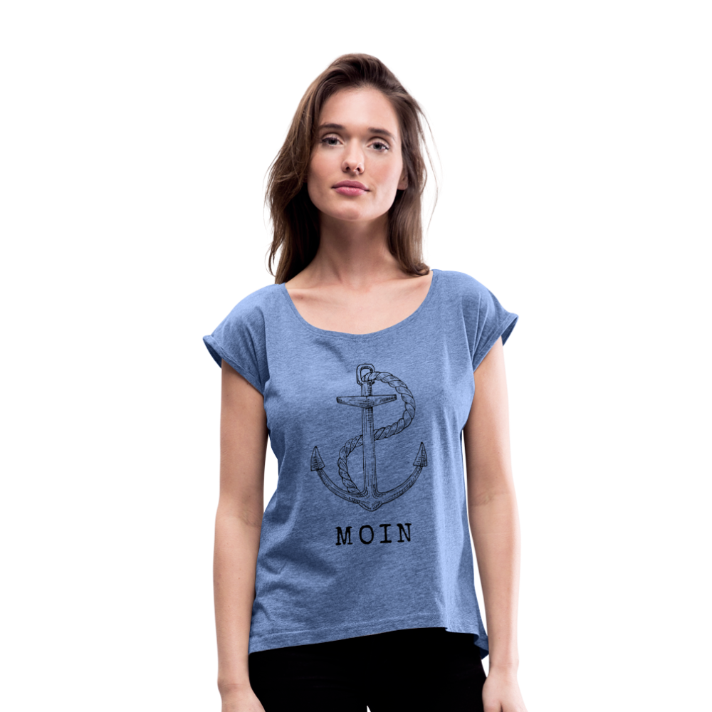 Frauen T-Shirt mit gerollten Ärmeln - Moin - Denim meliert