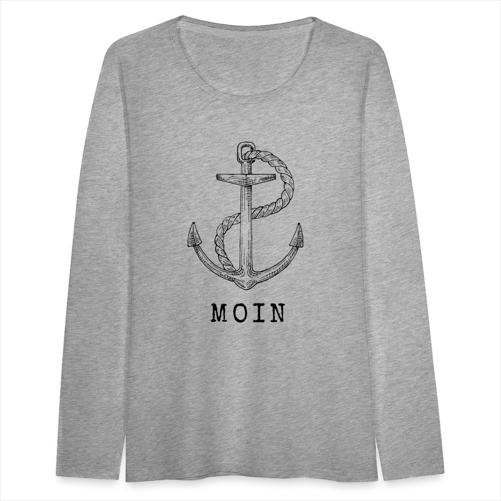 Frauen Premium Langarmshirt - Moin - Grau meliert