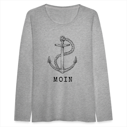 Frauen Premium Langarmshirt - Moin - Grau meliert