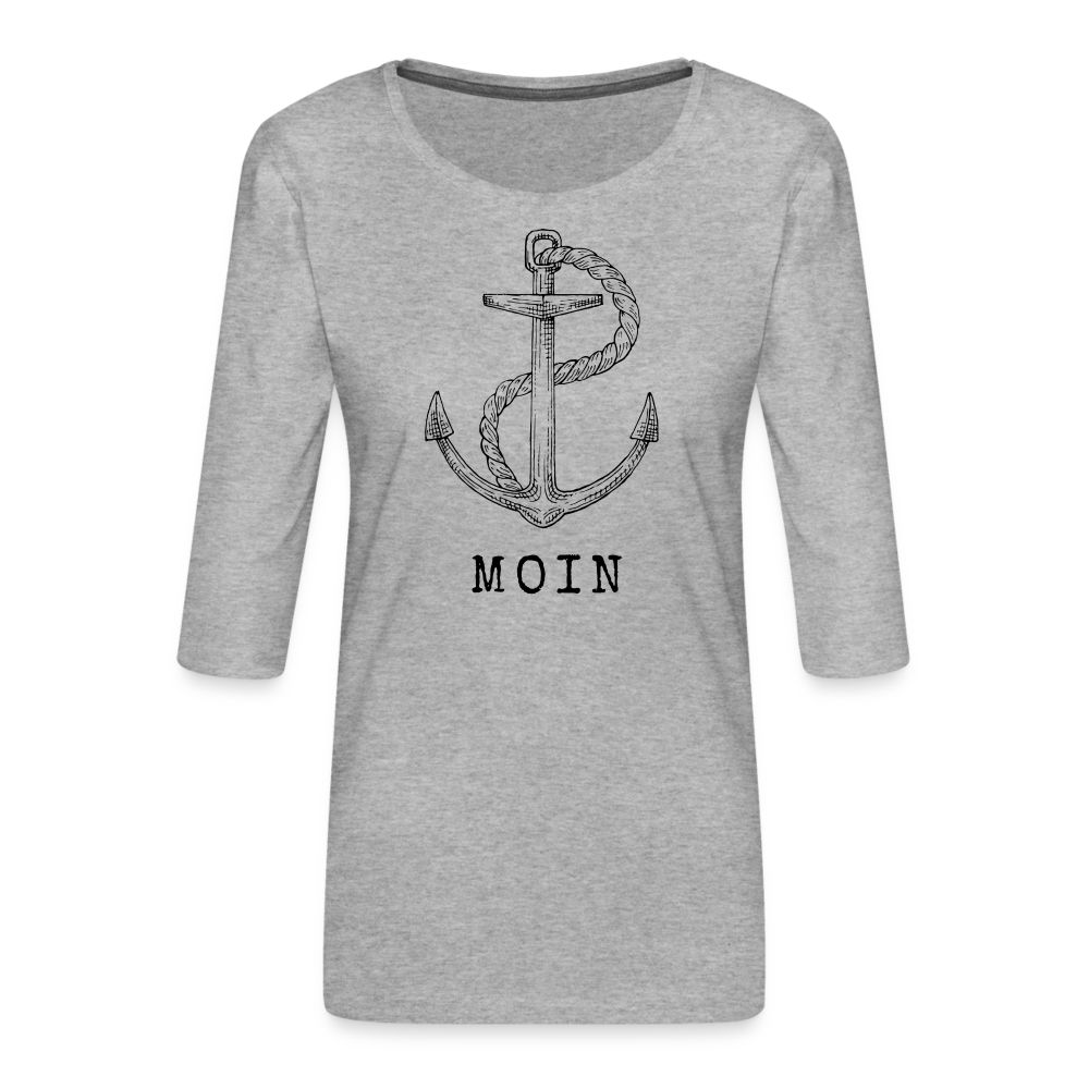 Frauen Premium 3/4-Arm Shirt - Moin - Grau meliert