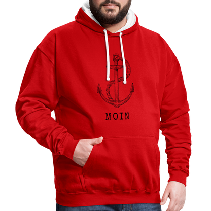 Kontrast-Hoodie - Moin - Rot/Weiß