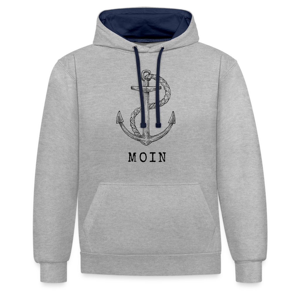 Kontrast-Hoodie - Moin - Grau meliert/Navy