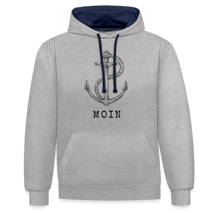 Kontrast-Hoodie - Moin - Grau meliert/Navy