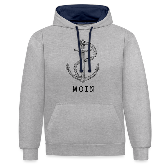 Kontrast-Hoodie - Moin - Grau meliert/Navy