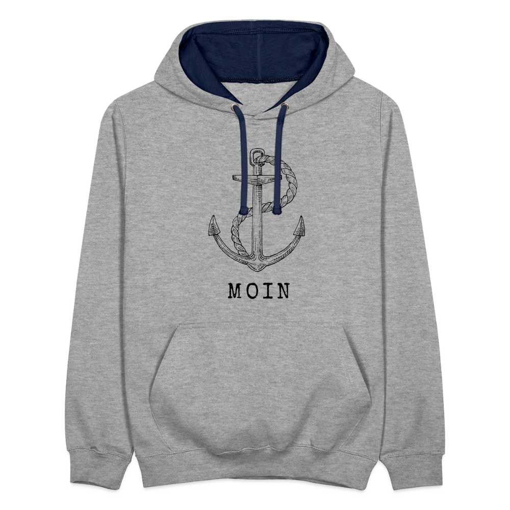 Kontrast-Hoodie - Moin - Grau meliert/Navy