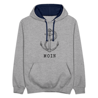 Kontrast-Hoodie - Moin - Grau meliert/Navy